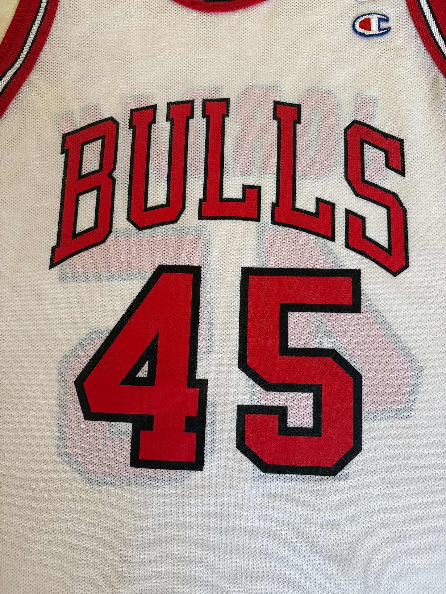 Champion Chicago Bulls #45 Jordan Comeback Jersey Size 48 White Mesh 1995 NBA