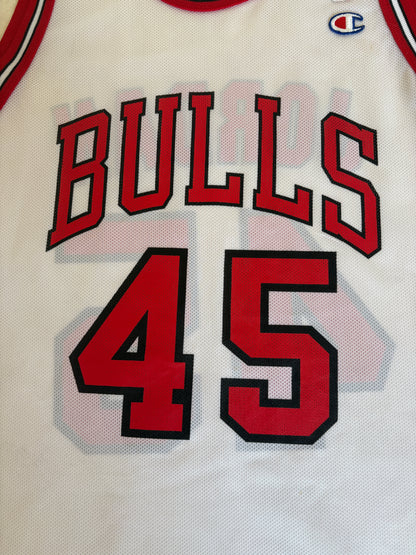 Champion Chicago Bulls #45 Jordan Comeback Jersey Size 48 White Mesh 1995 NBA