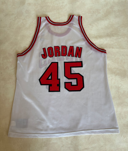 Champion Chicago Bulls #45 Jordan Comeback Jersey Size 48 White Mesh 1995 NBA