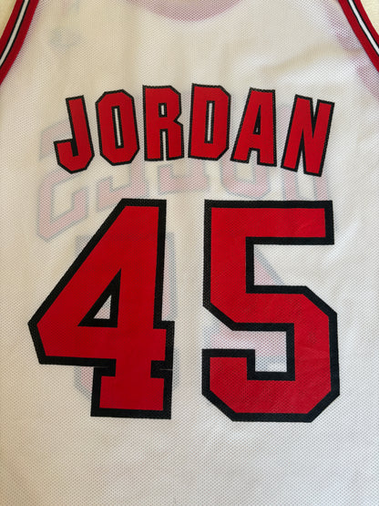 Champion Chicago Bulls #45 Jordan Comeback Jersey Size 48 White Mesh 1995 NBA
