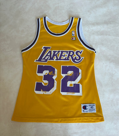Champion LA Lakers #32 Magic Johnson Jersey Size 40 Gold Mesh Vintage 90s NBA