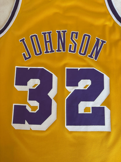 Champion LA Lakers #32 Magic Johnson Jersey Size 40 Gold Mesh Vintage 90s NBA