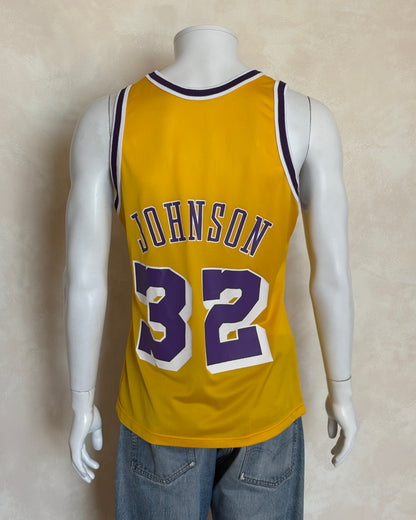 Champion LA Lakers #32 Magic Johnson Jersey Size 40 Gold Mesh Vintage 90s NBA