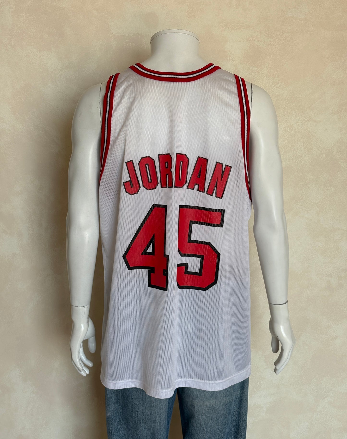 Champion Chicago Bulls #45 Jordan Comeback Jersey Size 48 White Mesh 1995 NBA