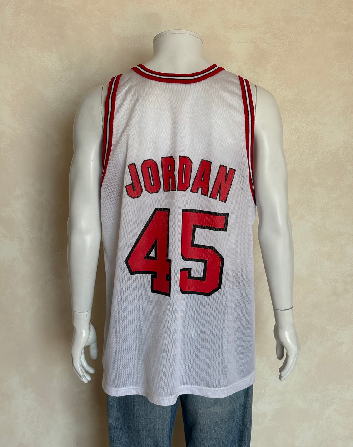 Champion Chicago Bulls #45 Jordan Comeback Jersey Size 48 White Mesh 1995 NBA-AJ357 Studio