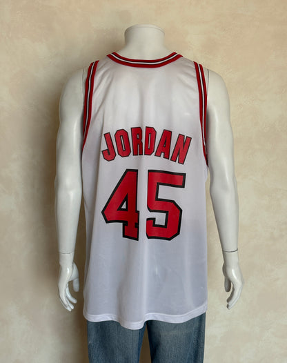 Champion Chicago Bulls #45 Jordan Comeback Jersey Size 48 White Mesh 1995 NBA