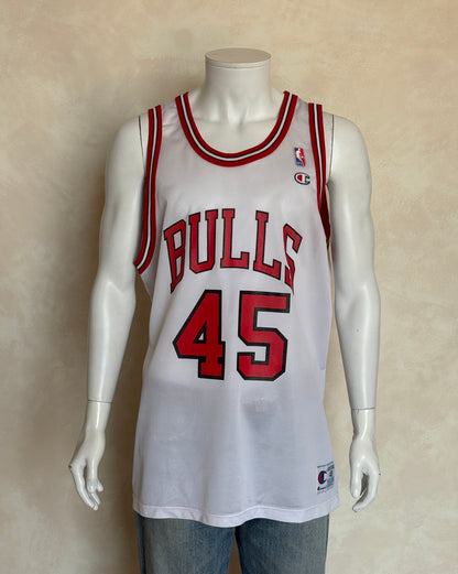 Champion Chicago Bulls #45 Jordan Comeback Jersey Size 48 White Mesh 1995 NBA