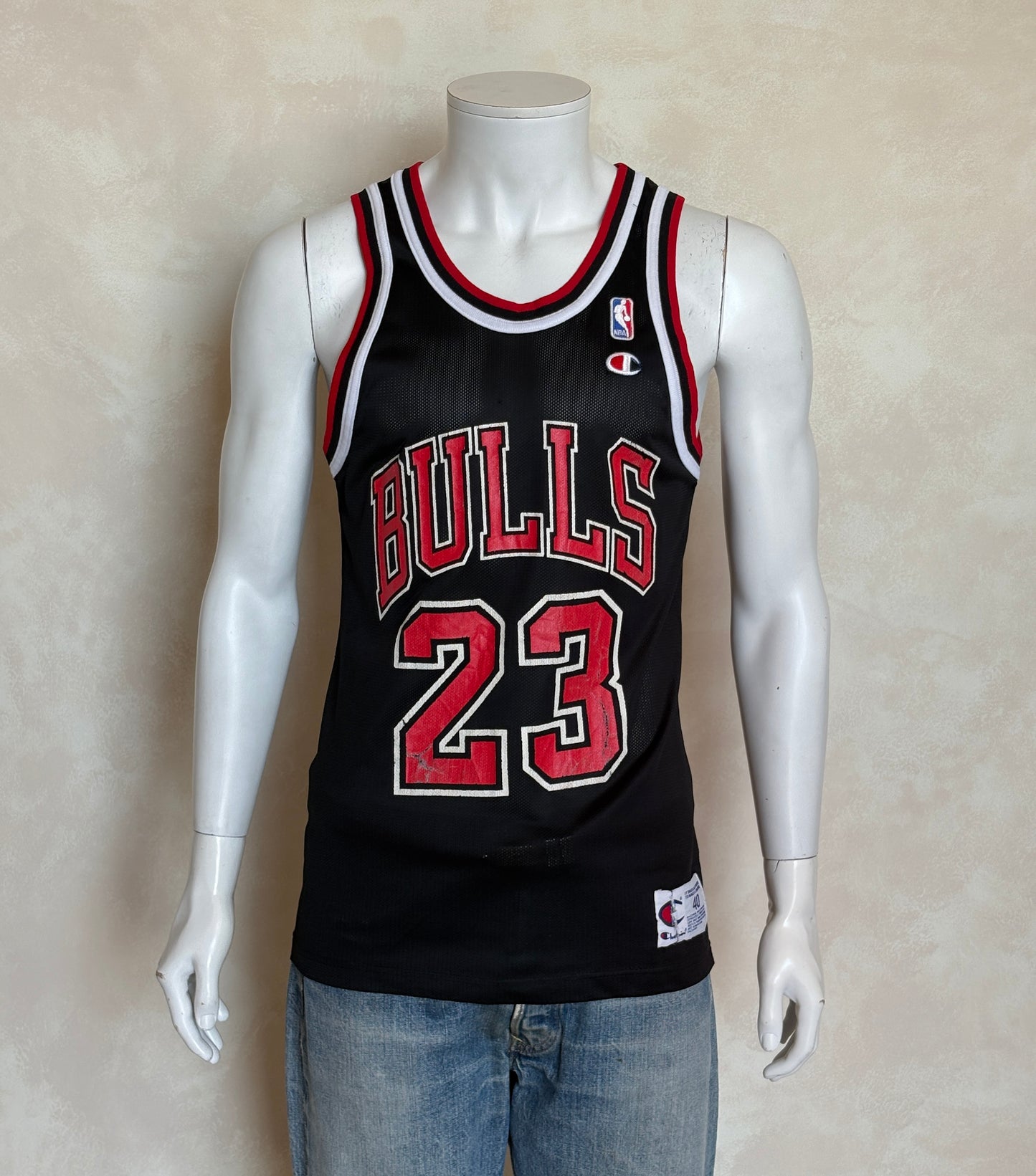 Champion Chicago Bulls #23 Jersey Size 40 Black Mesh Vintage 90s NBA Authentic