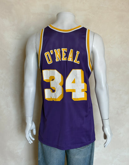 Champion LA Lakers #34 Jersey Size 44 Purple Mesh Vintage 90s NBA Made in USA