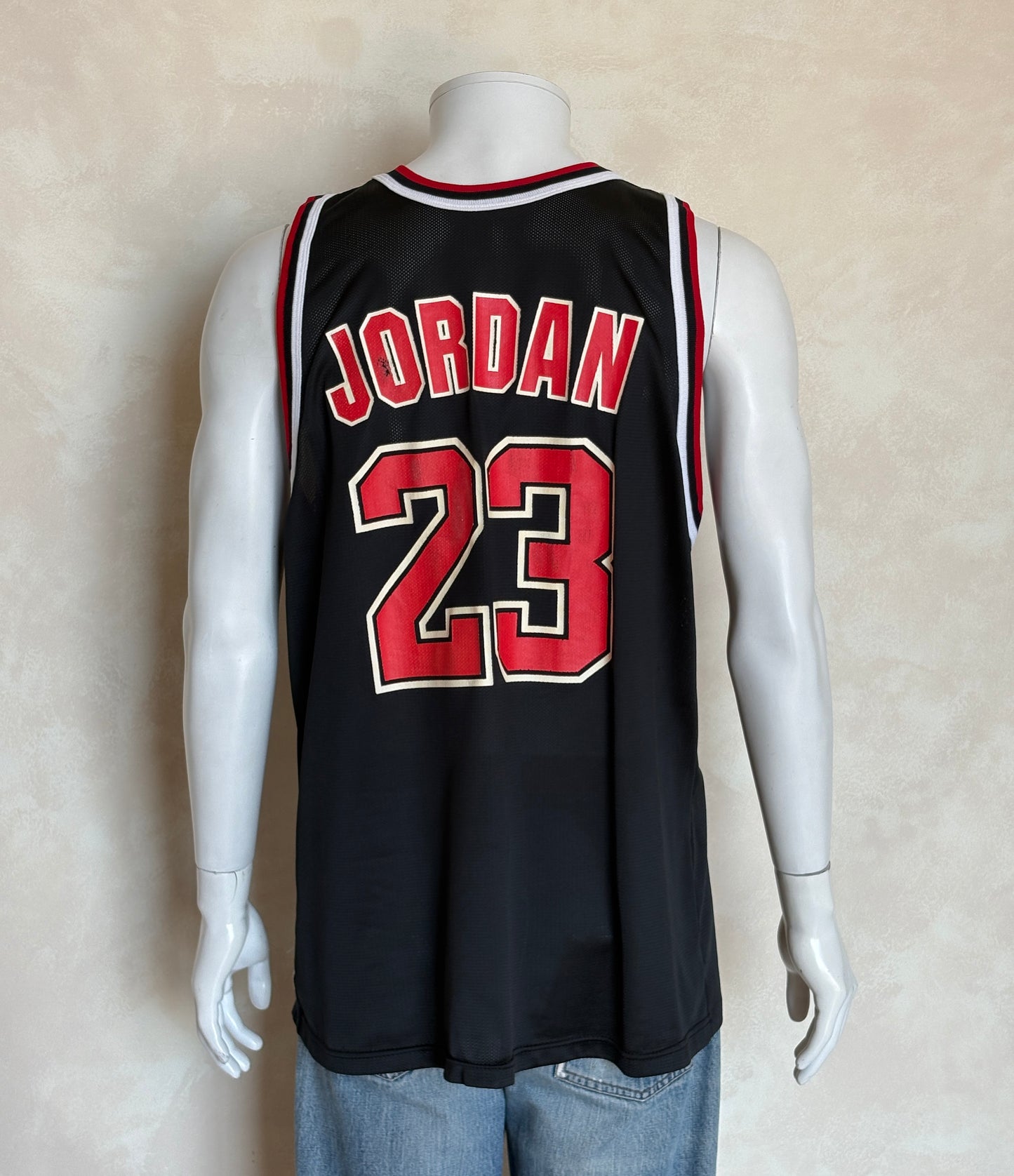 Champion Chicago Bulls #23 Jersey Size 48 Black Mesh Vintage 90s NBA Made in USA