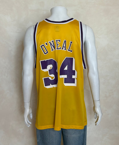 Champion LA Lakers #34 O'Neal Jersey Size 48 Gold Mesh Vintage 90s NBA Authentic
