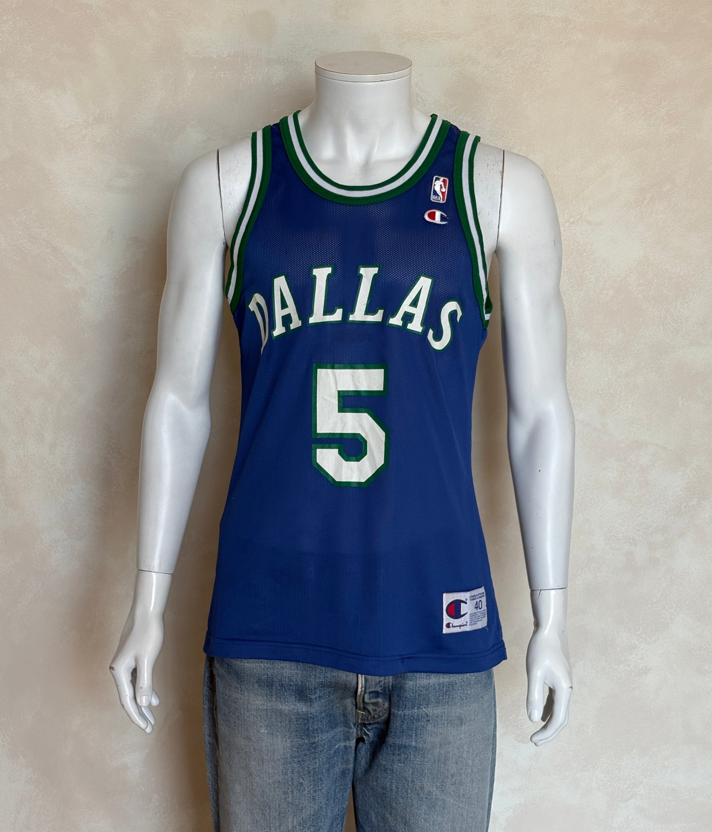 Champion Dallas Mavericks #5 Kidd Jersey Size 40 Blue Mesh Vintage 90s NBA