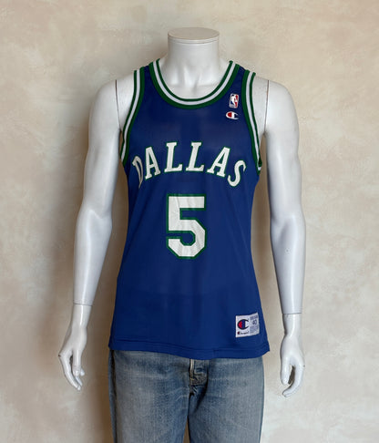 Champion Dallas Mavericks #5 Kidd Jersey Size 40 Blue Mesh Vintage 90s NBA