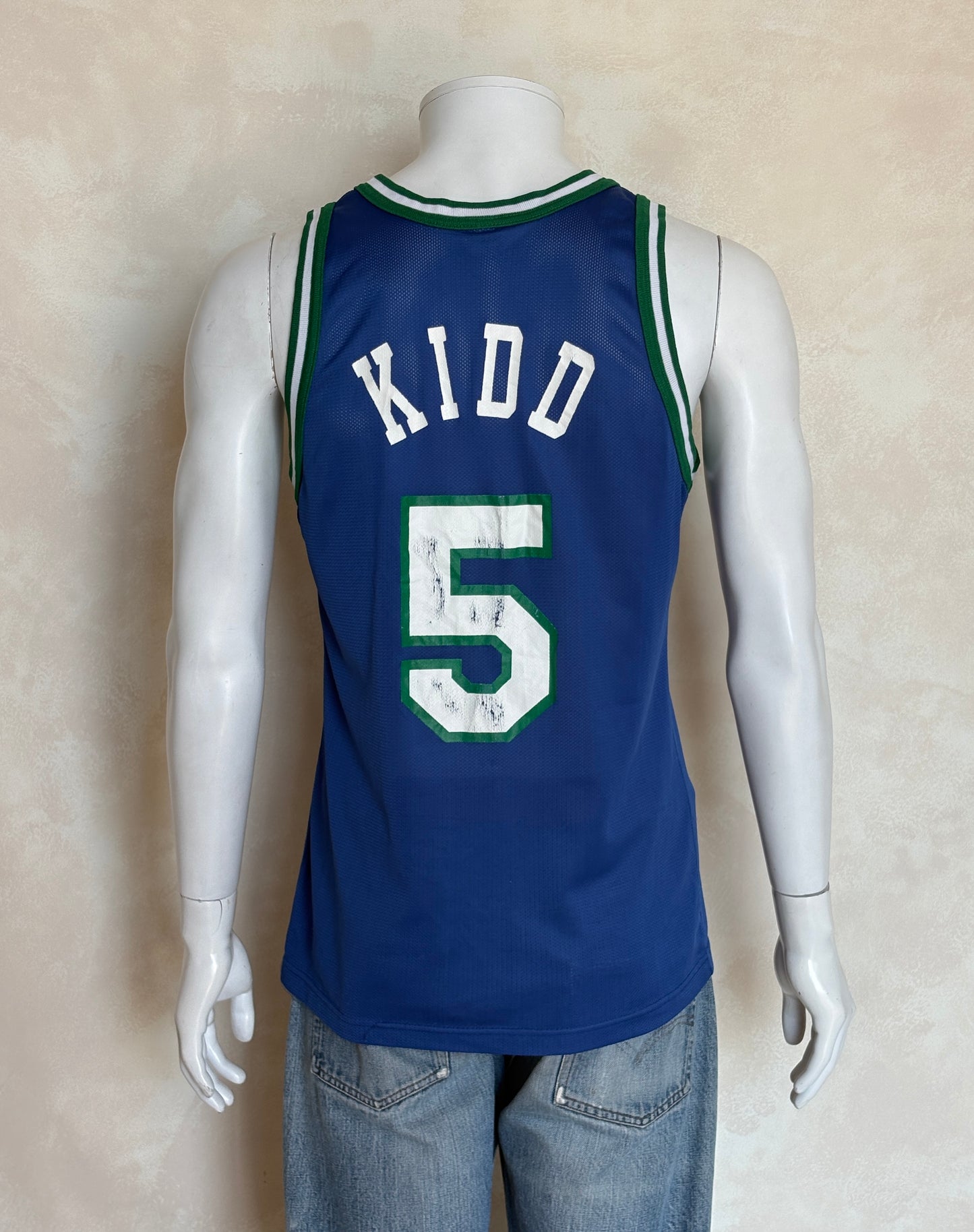 Champion Dallas Mavericks #5 Kidd Jersey Size 40 Blue Mesh Vintage 90s NBA