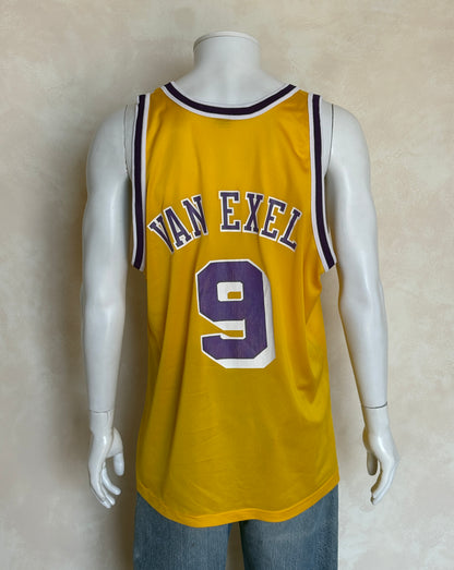 Champion LA Lakers #9 Van Exel Jersey Size 48 Gold Mesh Vintage 90s NBA