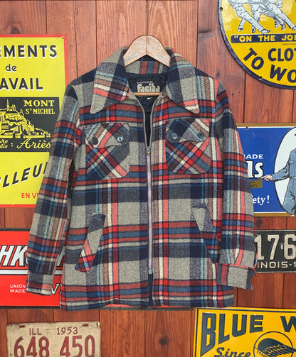 Vintage 70s Plaid Light Coat - Size 46 EU, Made in Italy-AJ357 Studio