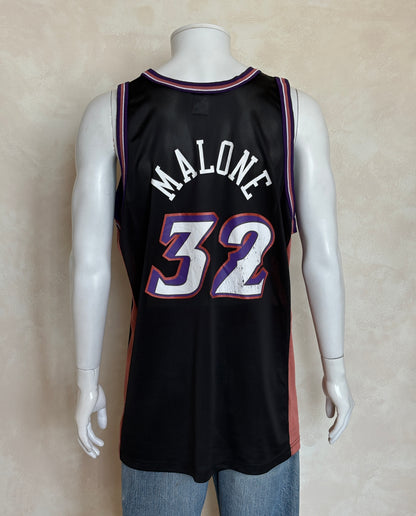 Champion Utah Jazz #32 Malone Jersey Size 48 Black Mesh Vintage 90s NBA
