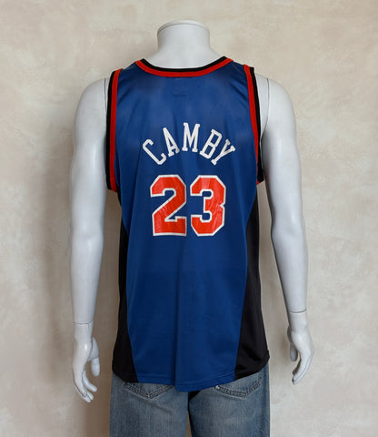 Champion New York Knicks Marcus Camby #23 Jersey Size L/44 Blue Black Orange Mesh 90s NBA