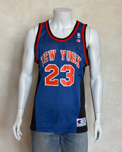 Champion New York Knicks Marcus Camby #23 Jersey Size L/44 Blue Black Orange Mesh 90s NBA