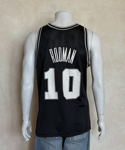 Champion Spurs Dennis Rodman #10 Jersey Size 44 Black Altered Front 90s NBA Made in USA