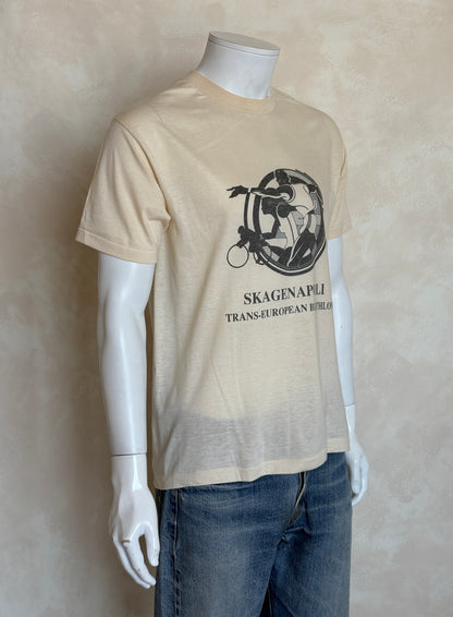 Vintage 1990 Skagenapoli Trans-European Biathlon T-Shirt – Denmark to Italy Route Map Tee. Large-AJ357 Studio