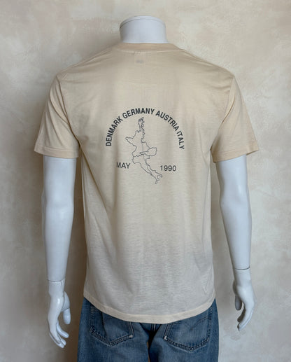 Vintage 1990 Skagenapoli Trans-European Biathlon T-Shirt – Denmark to Italy Route Map Tee. Large-AJ357 Studio