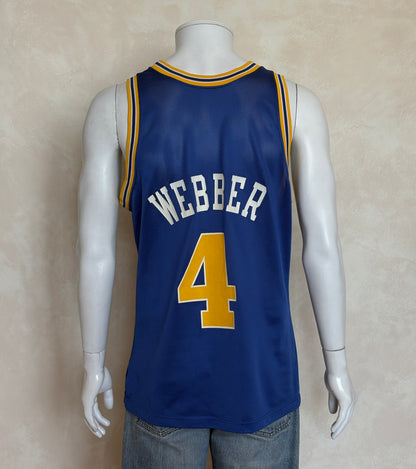 Champion Golden State Warriors Chris Webber #4 Jersey Size 44 Blue Yellow Mesh 90s NBA