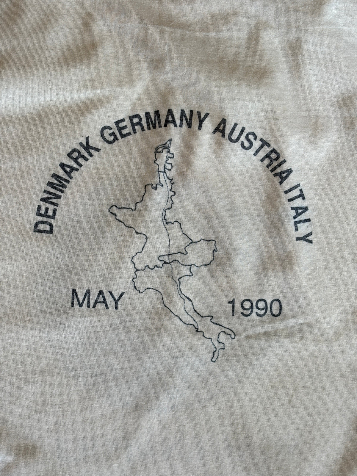 Vintage 1990 Skagenapoli Trans-European Biathlon T-Shirt – Denmark to Italy Route Map Tee. Large-AJ357 Studio