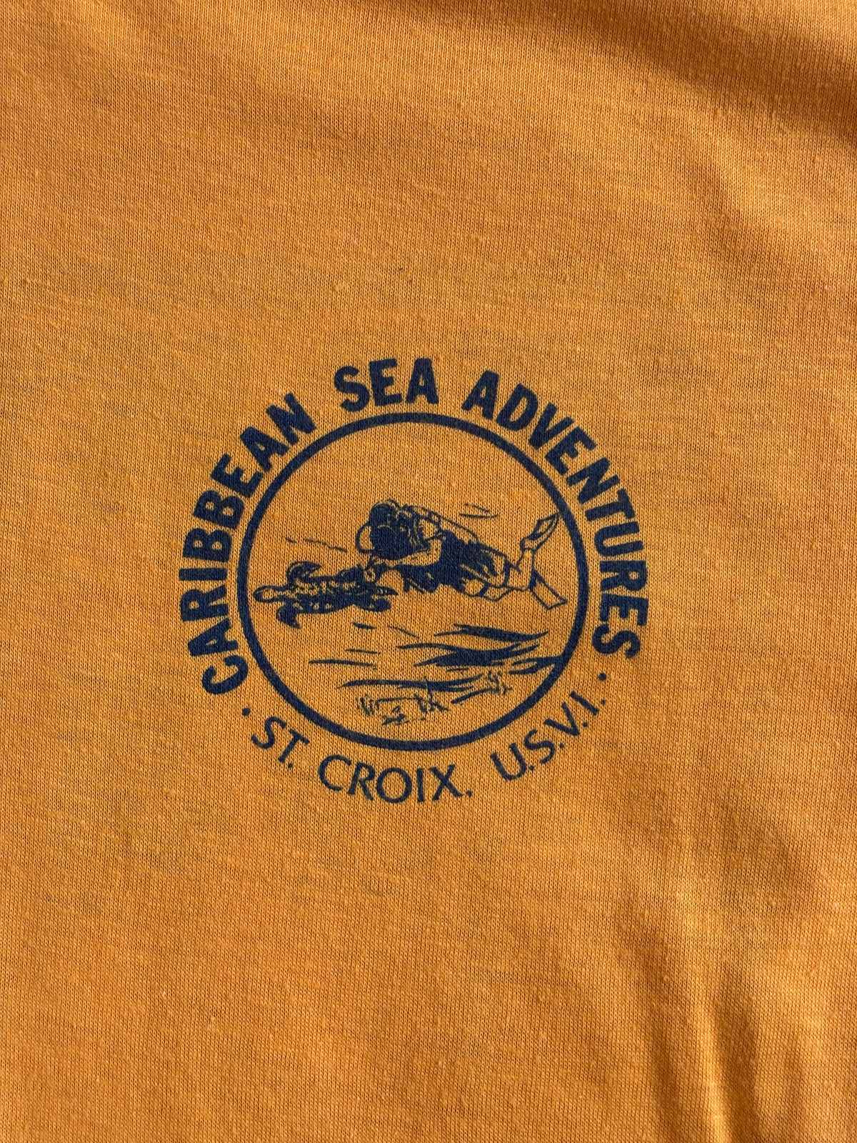 Vintage Single Stitch 83s Dive Caribbean Sea Adventures T-Shirt – St. Croix USVI Scuba Tee – Size L – Made in USA-AJ357 Studio