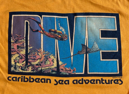 Vintage 83s Dive Caribbean Sea Adventures T-Shirt – St. Croix USVI Scuba Tee – Size L – Made in USA-AJ357 Studio