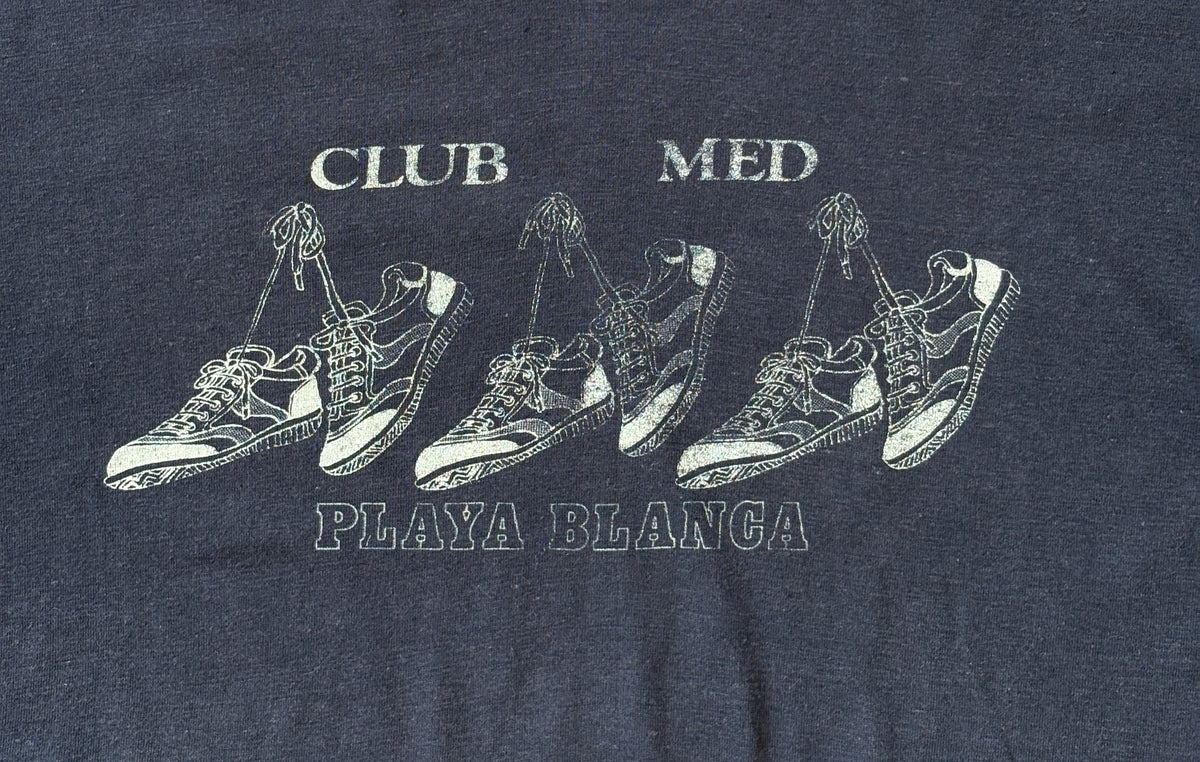 Vintage Club Med Playa Blanca T-Shirt – Size L – 1980s Graphic Sneakers Tee – Made in USA-AJ357 Studio