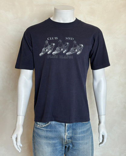 Vintage Club Med Playa Blanca T-Shirt – Size L – 1980s Graphic Sneakers Tee – Made in USA-AJ357 Studio
