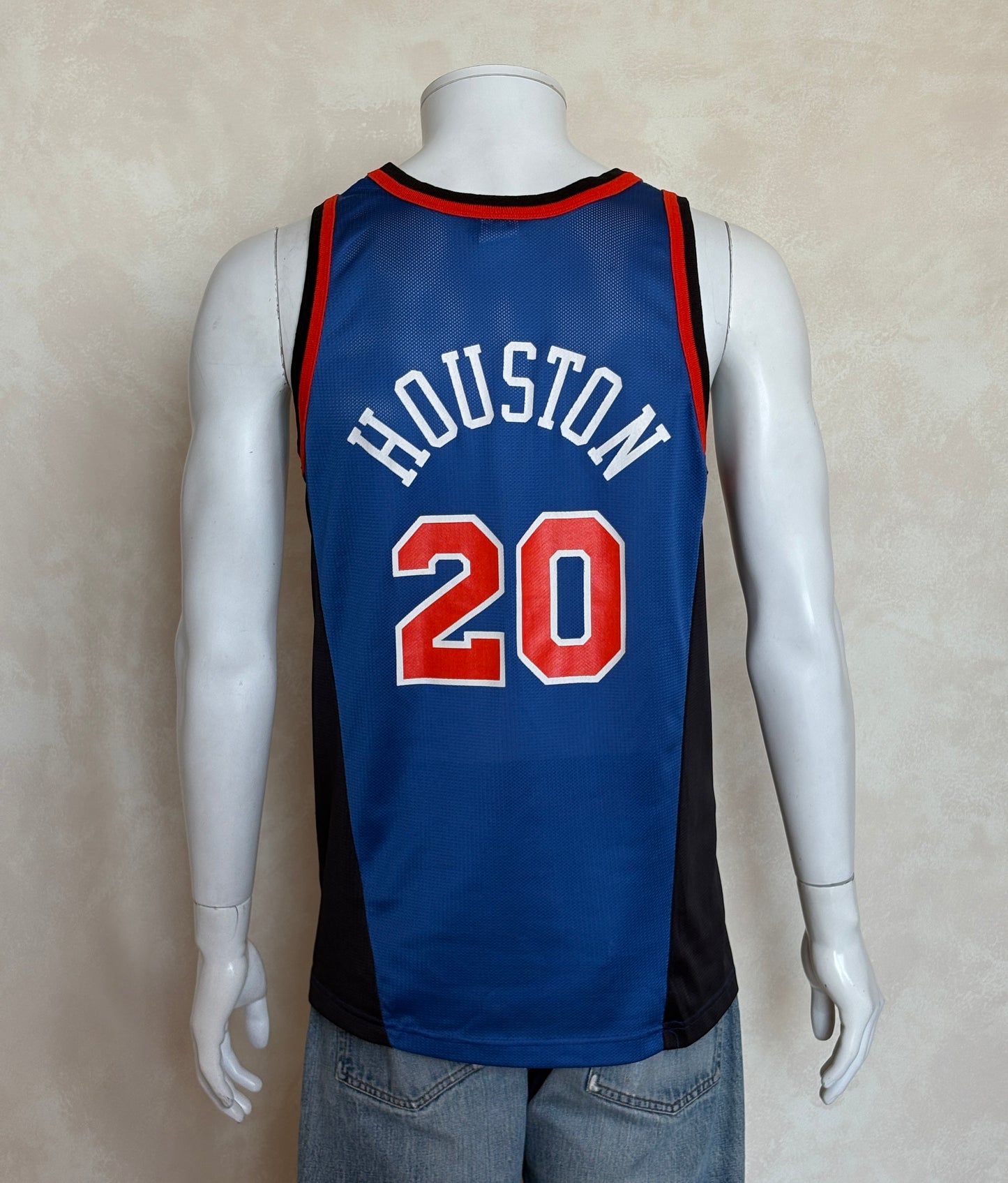 Champion New York Knicks Larry Johnson #20 Jersey Size M/40 Blue Black Orange Mesh 90s NBA