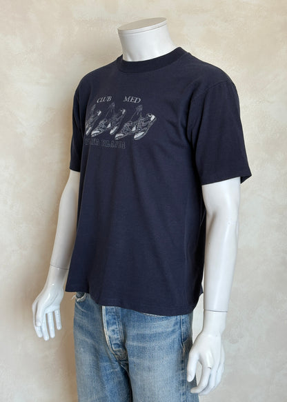 Vintage Club Med Playa Blanca T-Shirt – Size L – 1980s Graphic Sneakers Tee – Made in USA-AJ357 Studio