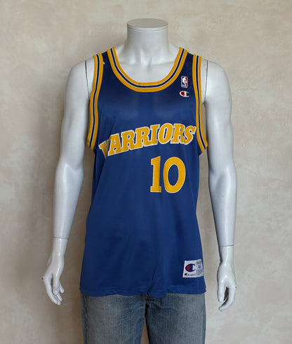 Champion Golden State Warriors Tim Hardaway #10 Jersey Size 44 Blue Yellow Mesh 90s NBA