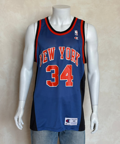 Champion New York Knicks Charles Oakley #34 Jersey Size 48 Blue Black Orange 90s NBA USA