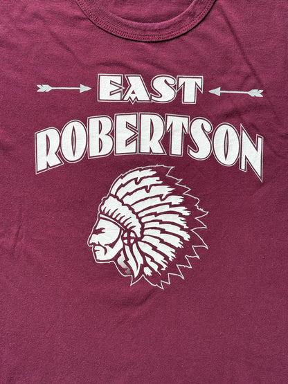 Vintage East Robertson T-Shirt Maroon Native Graphic 90s High School Spirit Tee Arrows & Headdress Print. Large-AJ357 Studio