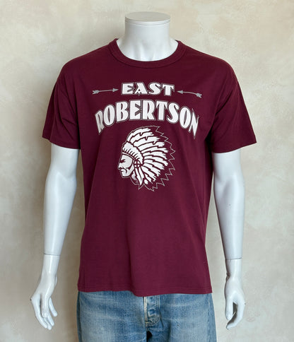 Vintage East Robertson T-Shirt Maroon Native Graphic 90s High School Spirit Tee Arrows & Headdress Print. Large-AJ357 Studio