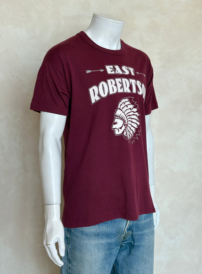 Vintage East Robertson T-Shirt Maroon Native Graphic 90s High School Spirit Tee Arrows & Headdress Print. Large-AJ357 Studio