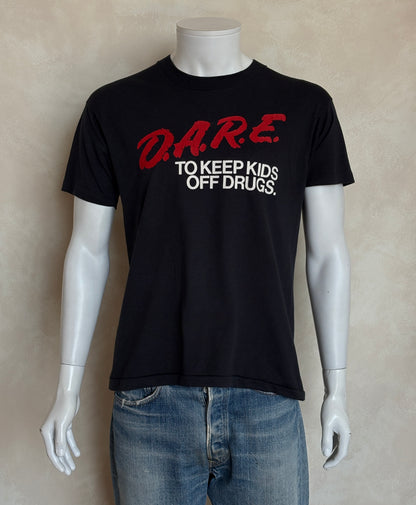 Vintage 80s D.A.R.E. T-Shirt 90s Black “To Keep Kids Off Drugs” Anti-Drug Program Tee Bold Red White Graphic. Large-AJ357 Studio