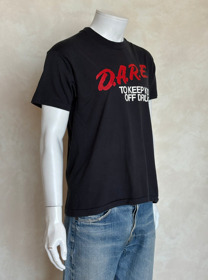 Vintage 80s D.A.R.E. T-Shirt 90s Black “To Keep Kids Off Drugs” Anti-Drug Program Tee Bold Red White Graphic. Large-AJ357 Studio
