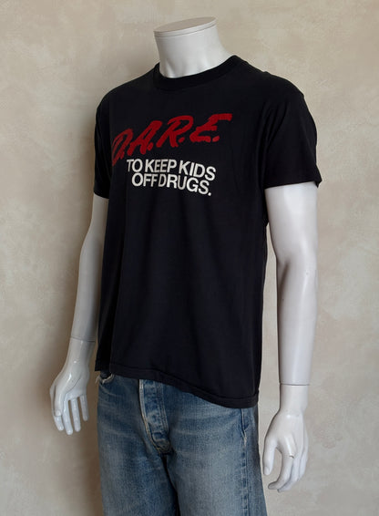 Vintage 80s D.A.R.E. T-Shirt 90s Black “To Keep Kids Off Drugs” Anti-Drug Program Tee Bold Red White Graphic. Large-AJ357 Studio
