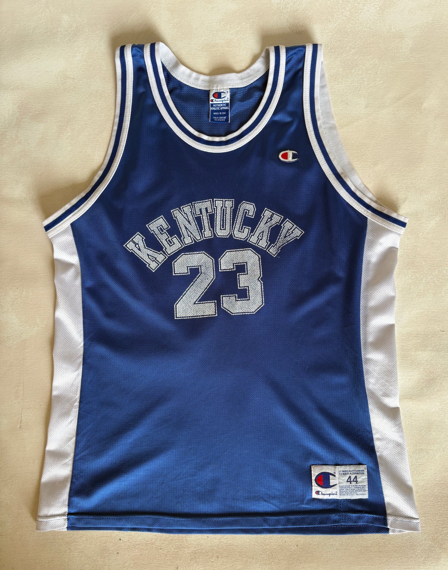Champion Kentucky Wildcats Derek Anderson #23 Jersey Size 44 Blue White Mesh 90s NCAA USA