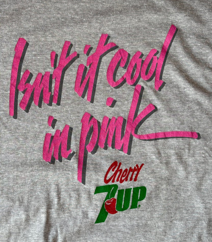 Vintage Cherry 7UP T-Shirt 80s “Isn’t It Cool in Pink” Soda Graphic Tee. Soft Drink Promo. Large-AJ357 Studio