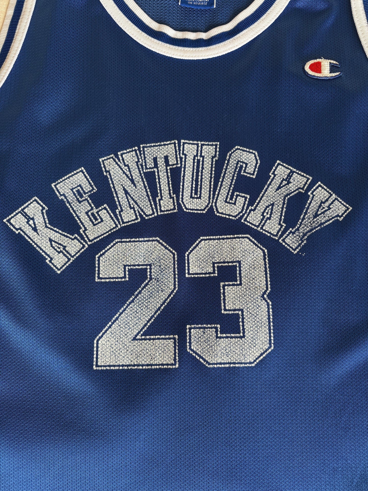 Champion Kentucky Wildcats Derek Anderson #23 Jersey Size 44 Blue White Mesh 90s NCAA USA