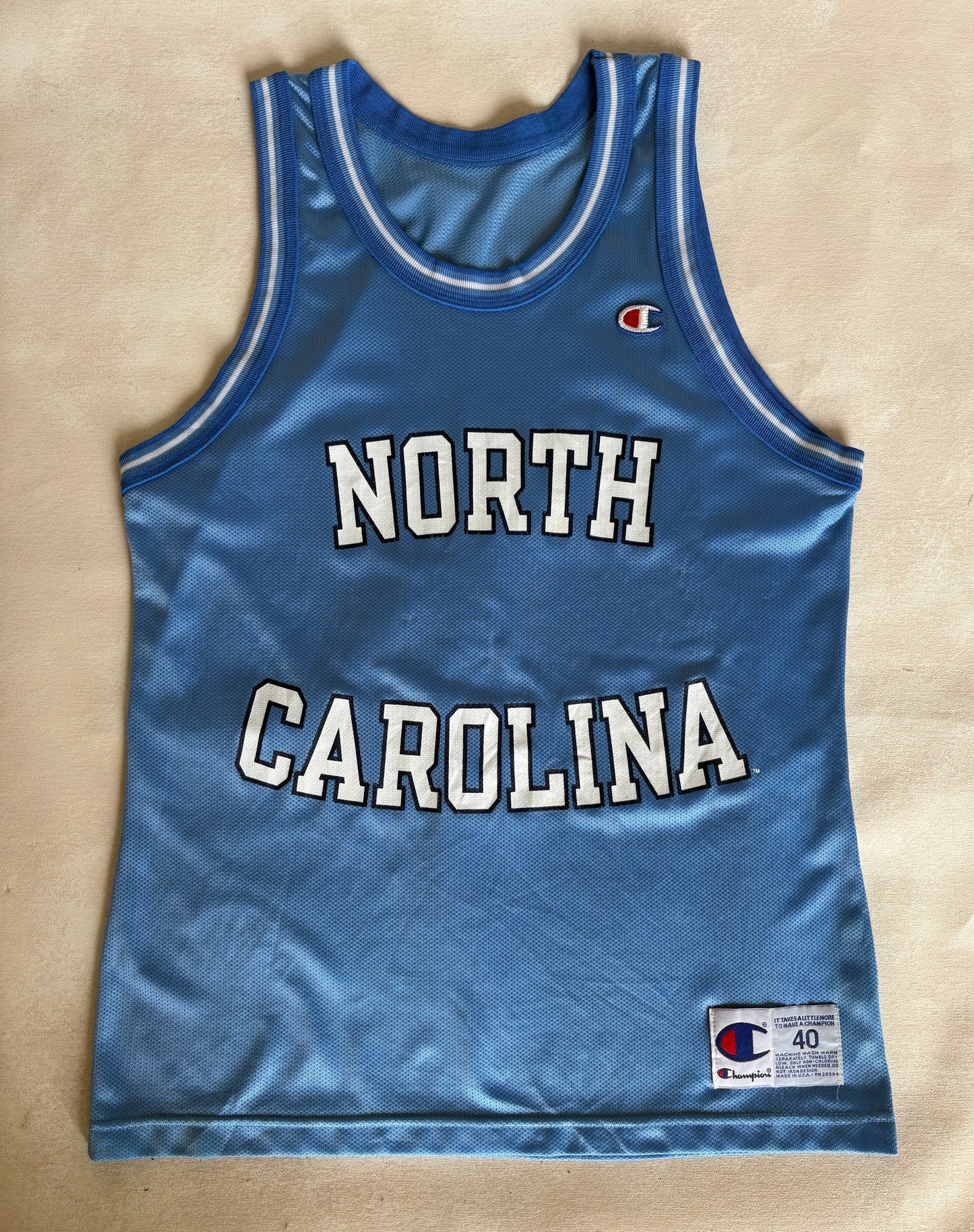 Champion North Carolina Tar Heels UNC Jersey Size 40 Carolina Blue Mesh 90s NCAA USA