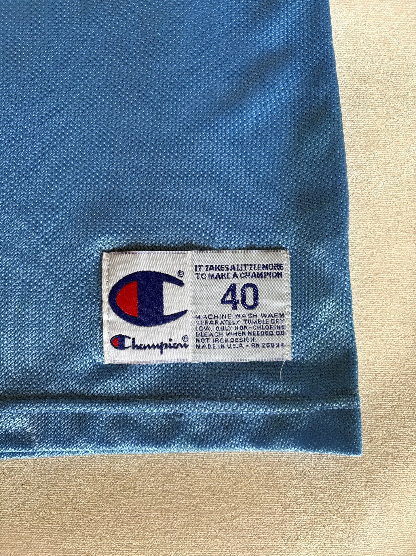Champion North Carolina Tar Heels UNC Jersey Size 40 Carolina Blue Mesh 90s NCAA USA
