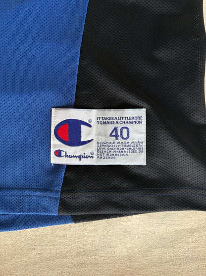 Champion New York Knicks Larry Johnson #20 Jersey Size 40 Blue Black Orange Mesh 90s NBA