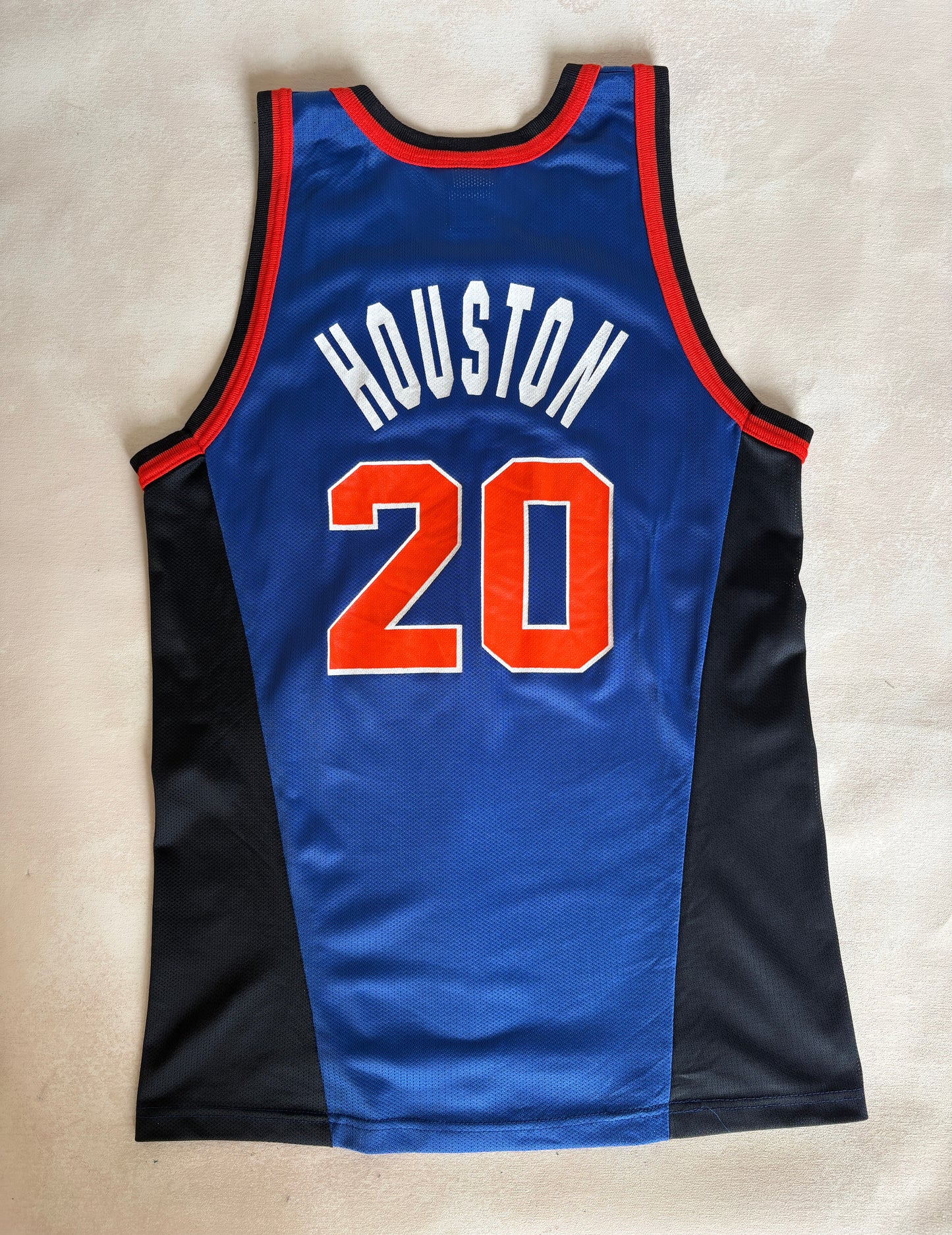 Champion New York Knicks Larry Johnson #20 Jersey Size 40 Blue Black Orange Mesh 90s NBA