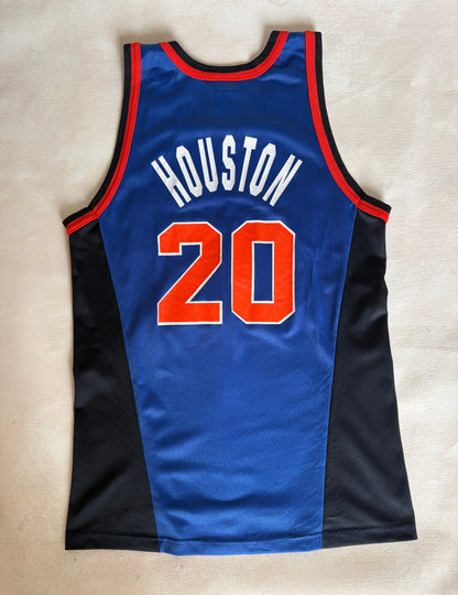 Champion New York Knicks Larry Johnson #20 Jersey Size 40 Blue Black Orange Mesh 90s NBA